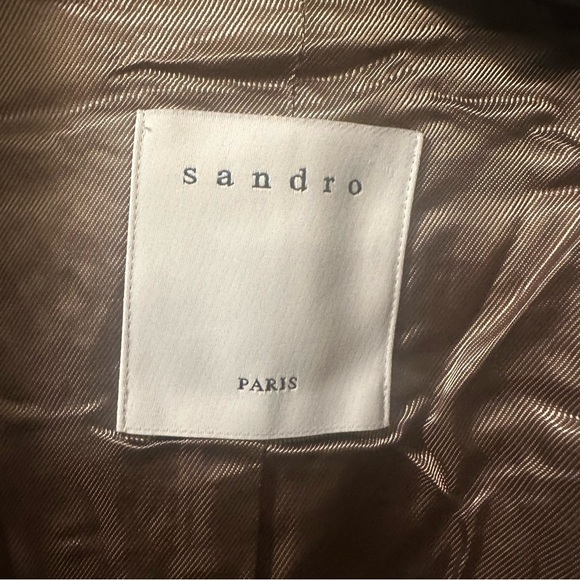 NWT SANDRO Esther Houndstooth Tweed Blazer Jacket Brown Tan sz 38 sz 8 reg $640 - Picture 10 of 15